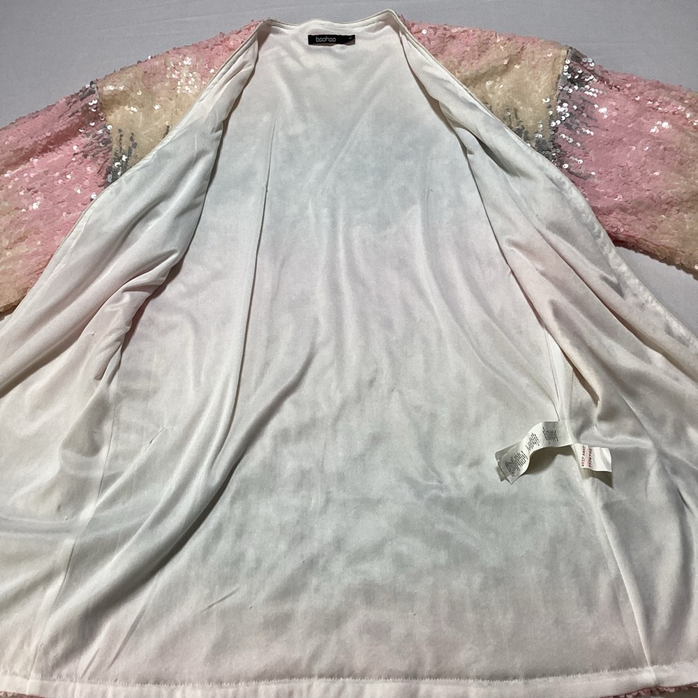 Boohoo Sequin Kimono Cardigan Cream and Pink - Picture 14 of 14